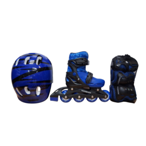 Paquete mochila ajustable, patines, casco y protecciones de codos, manos y rodillas, Marca Roadshow